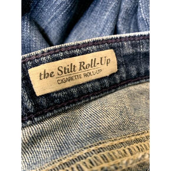 AG Adriano Goldschmied Women Jean 30R 33x26 Blue Stilt Roll Up Cigarette Low Ris - Picture 9 of 11